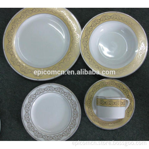Hight quality royal gold design 20 pcs rond ceramic dinner set porcelain tableware